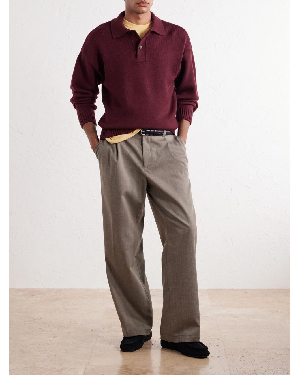 Aimé Leon Dore Red Merino Wool Polo Sweater for men