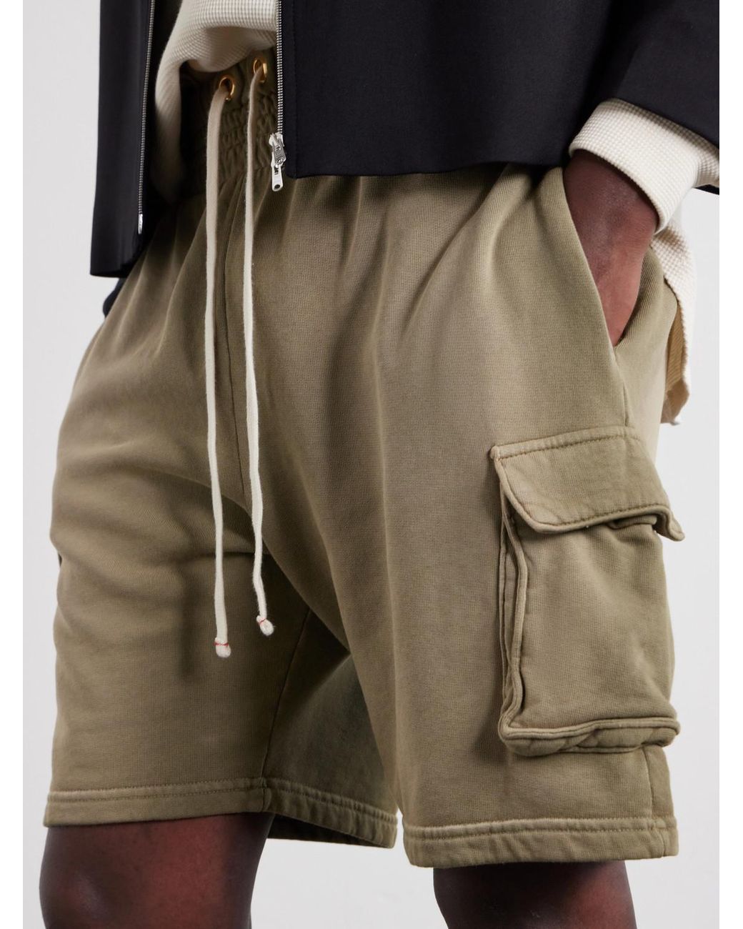 Les Tien Natural Yacht Straight-Leg Cotton-Jersey Cargo Shorts for men