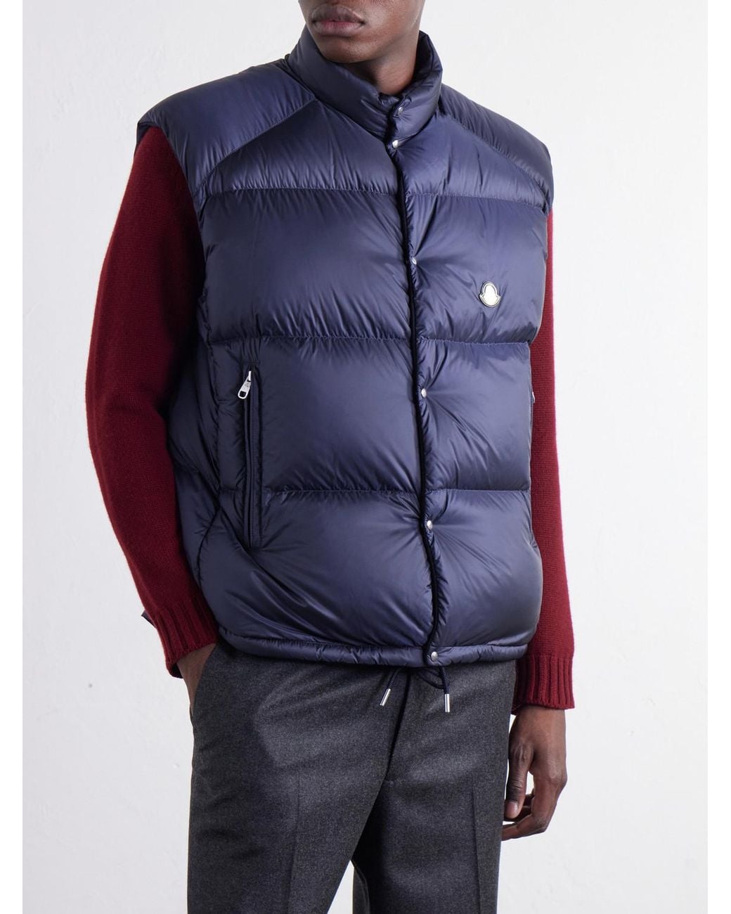 Moncler Blue Tibb Reversible Virgin Wool Down Gilet for men