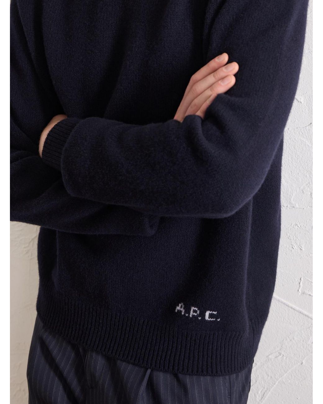 A.P.C. Blue Edmond Logo-Intarsia Wool Sweater for men