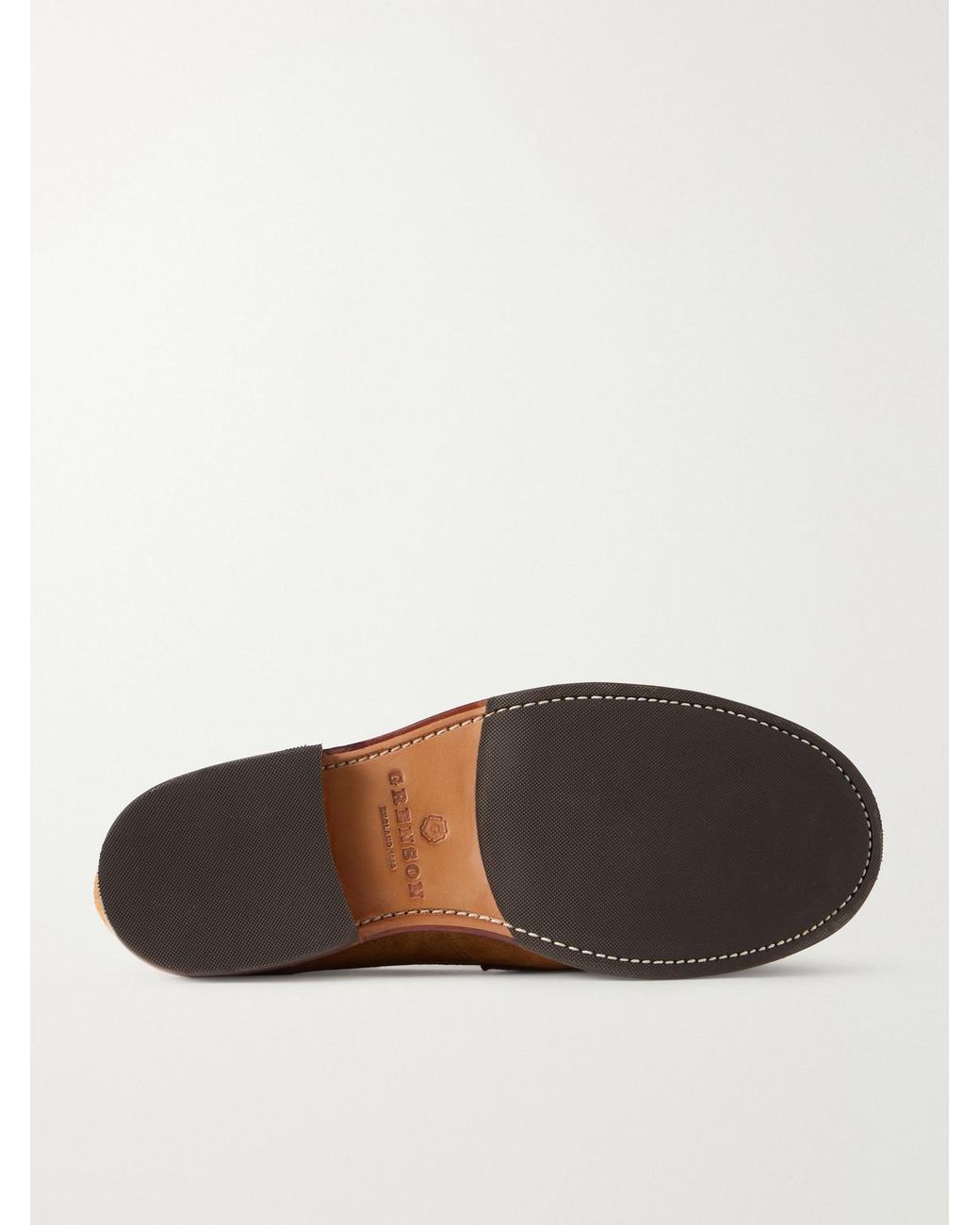 GRENSON Brown Nate Suede Penny Loafers for men