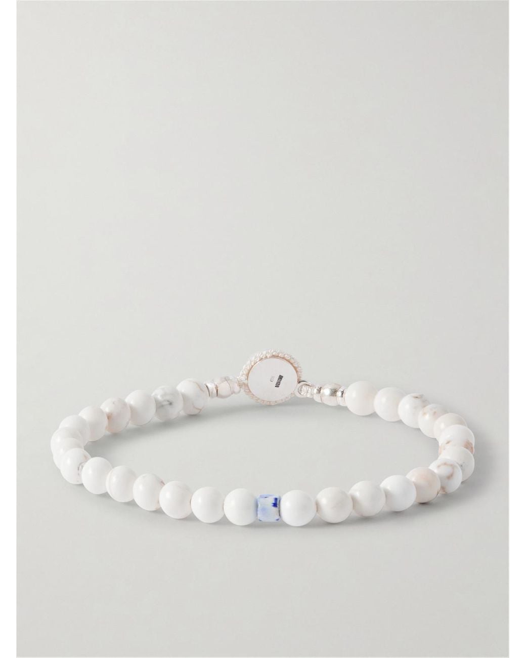 Mikia White Circle 8 Sterling And Magnesite Bracelet for men