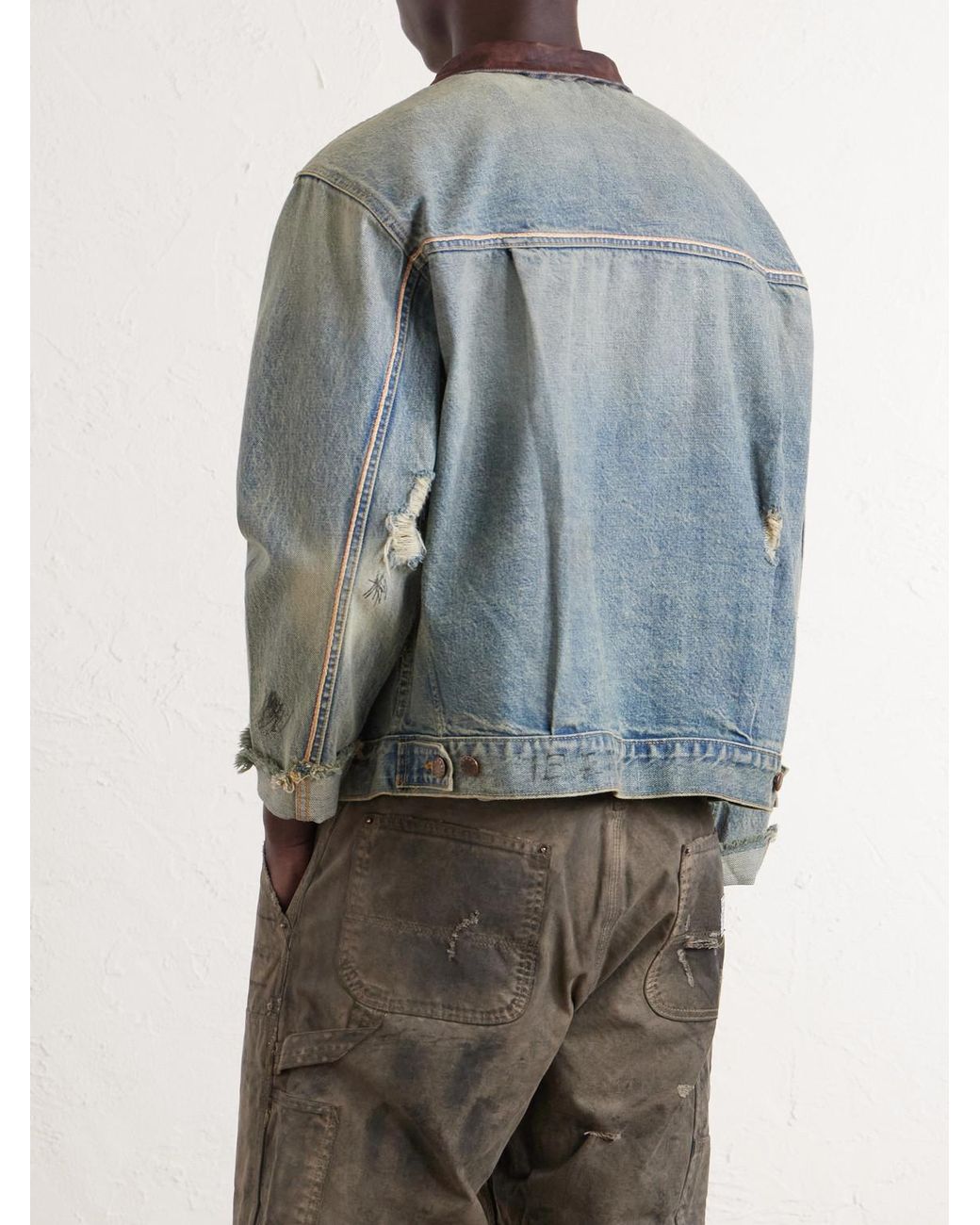 Paly Hollywood Blue Buffalo 66 Distressed Denim Jacket for men