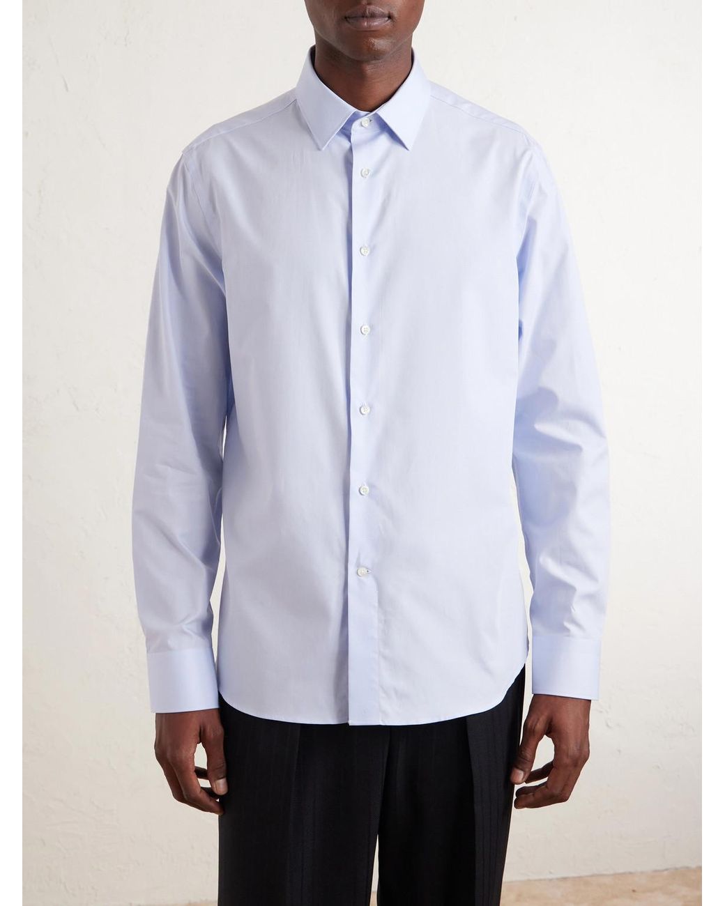 Canali White Impeccabile Classic-Collar Cotton-Poplin Shirt for men