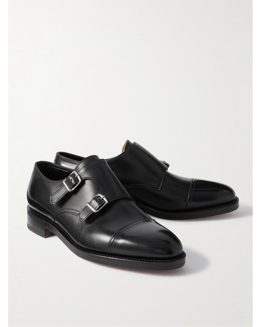 John Lobb William Leather Monk strap Shoes in Black for Men Lyst