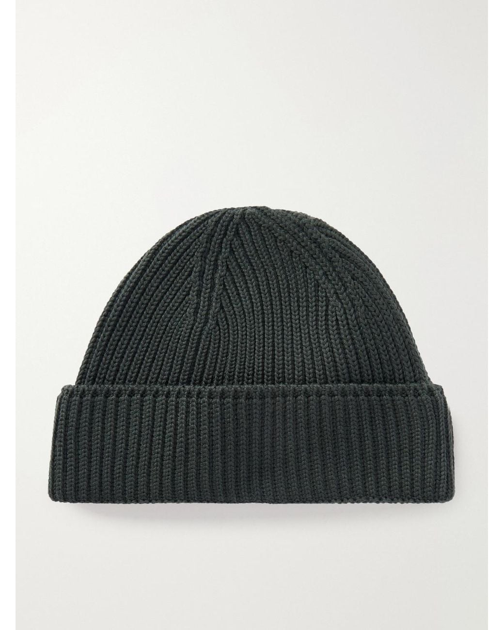 S.N.S Herning Black Fender Ribbed Virgin Wool Beanie for men