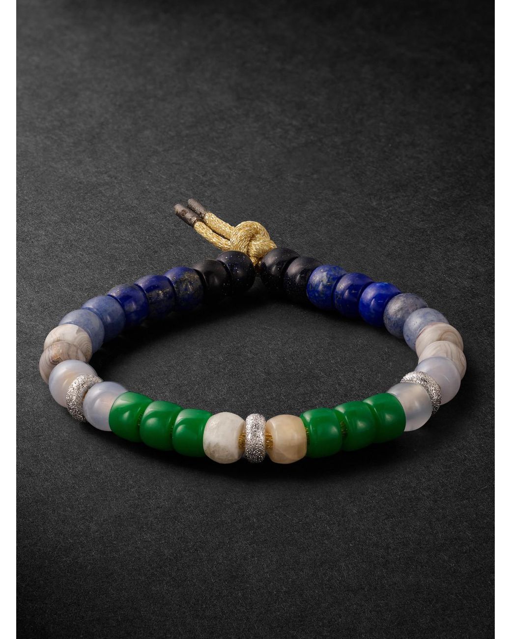 Carolina Bucci Montauk Forte 18-karat White And Blackened Gold Multi-stone Beaded Bracelet for men