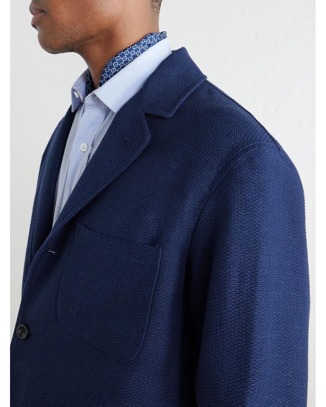 Ralph Lauren Blue Cotton-blend Waffle-knitted Blazer Jacket for men