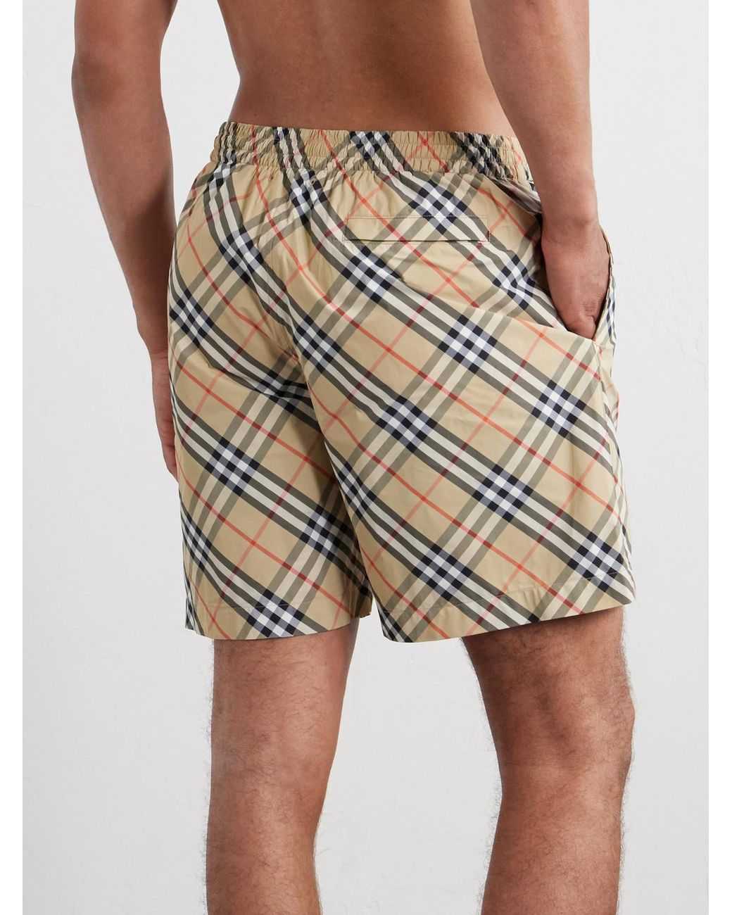 Burberry White Treston Straight-leg Mid-length Checked Swim Shorts for men