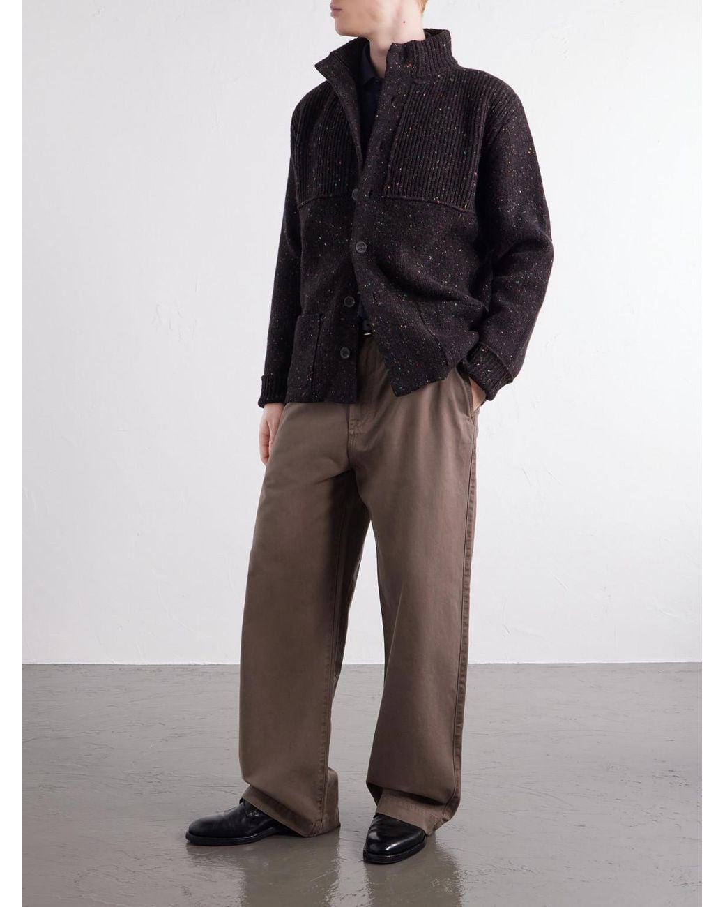 Inis Meáin Black Storm Merino Wool And Cashmere-Blend Cardigan for men