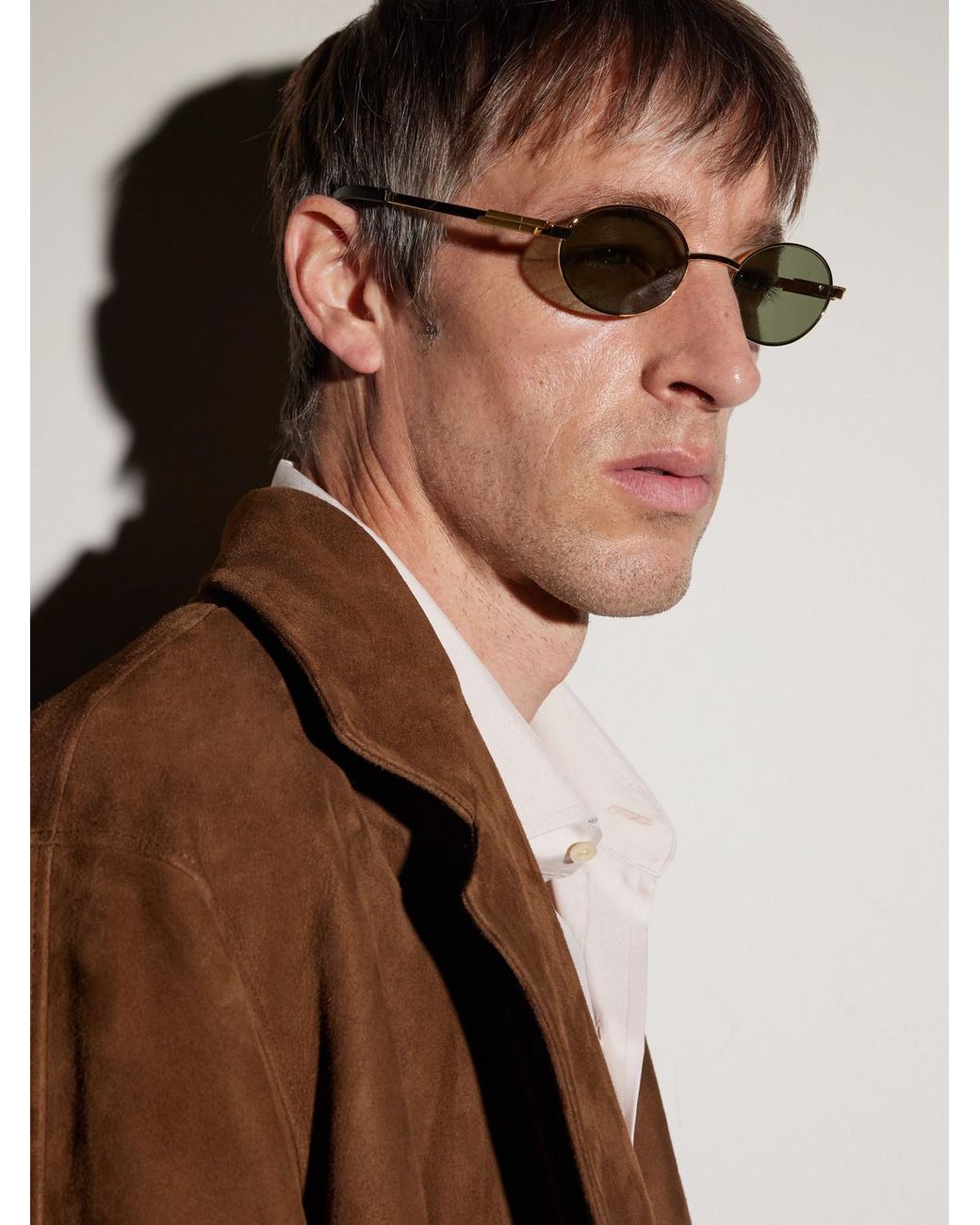 Bottega Veneta Natural Stretch Panthos Oval-Frame-Tone Sunglasses for men