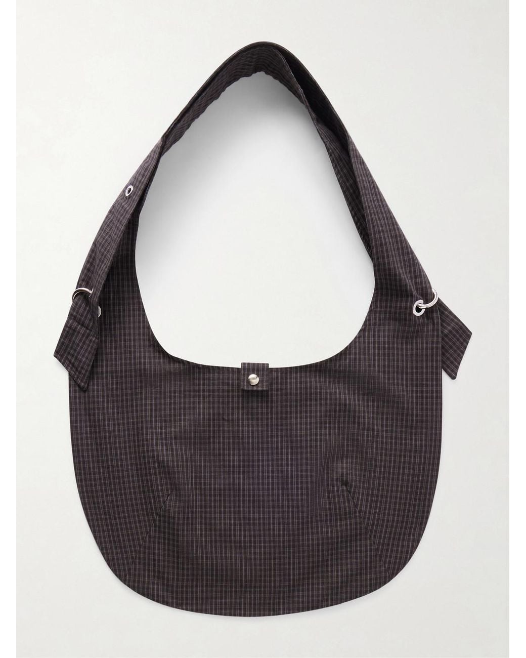 mfpen Black Eyelet Checked Cotton And Linen-Blend Canvas Shoulder Bag for men
