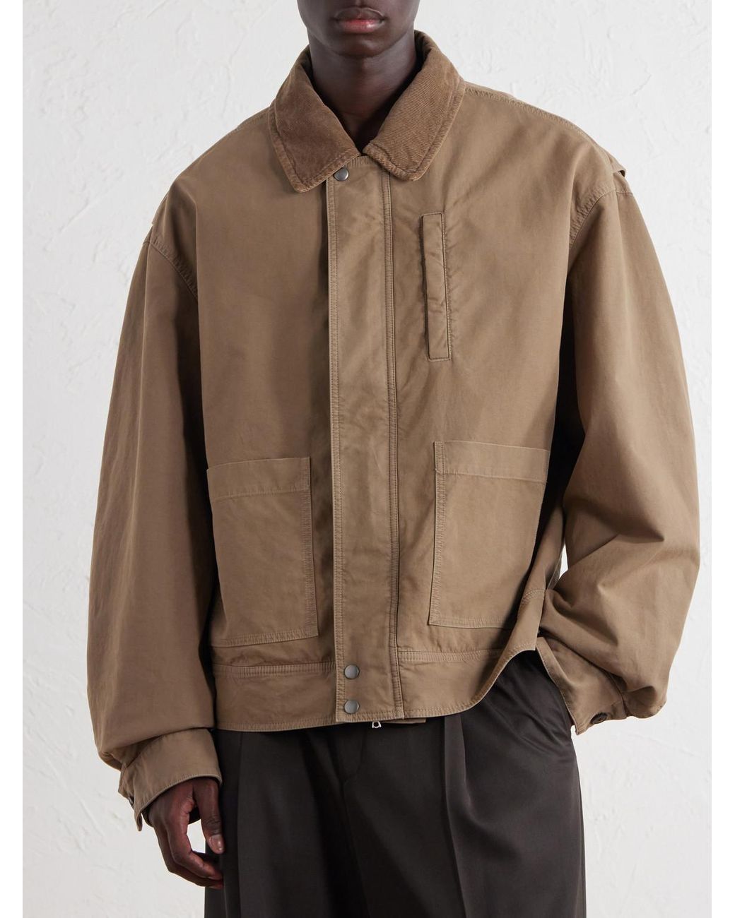 Dries Van Noten Natural Corduroy-Trimmed Cotton-Canvas Jacket for men