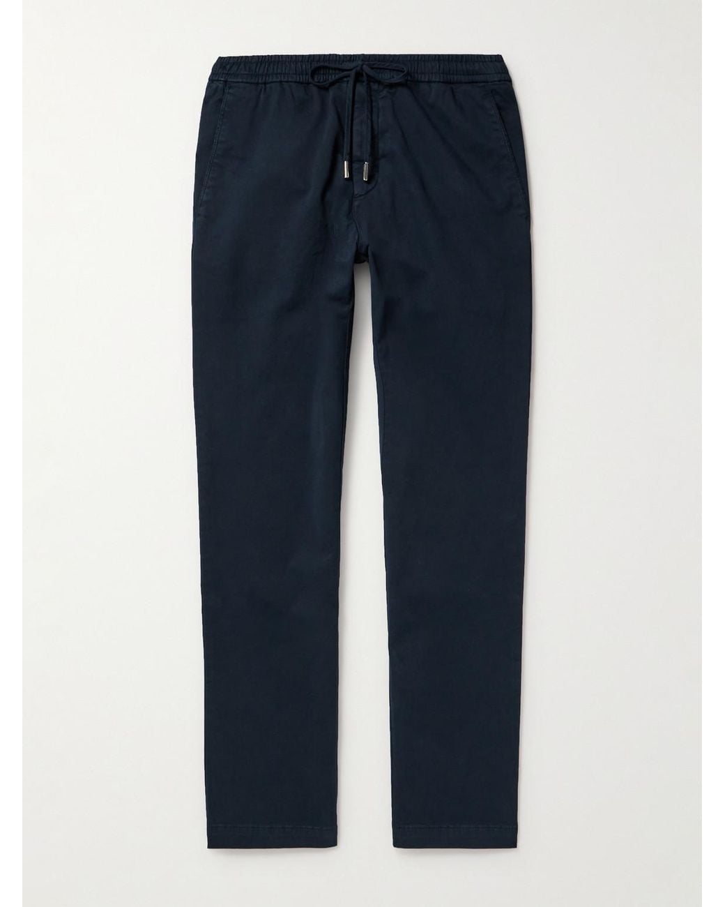 Mr P. Blue Straight-Leg Cotton-Blend Twill Drawstring Trousers for men