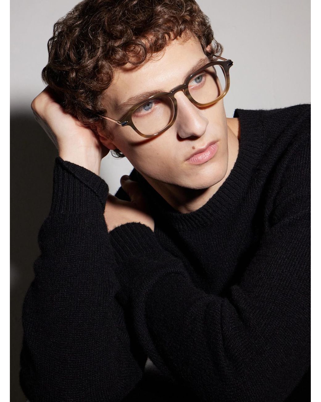 Dior Natural Diorblacksuito R11I Geometric Acetate Glasses for men