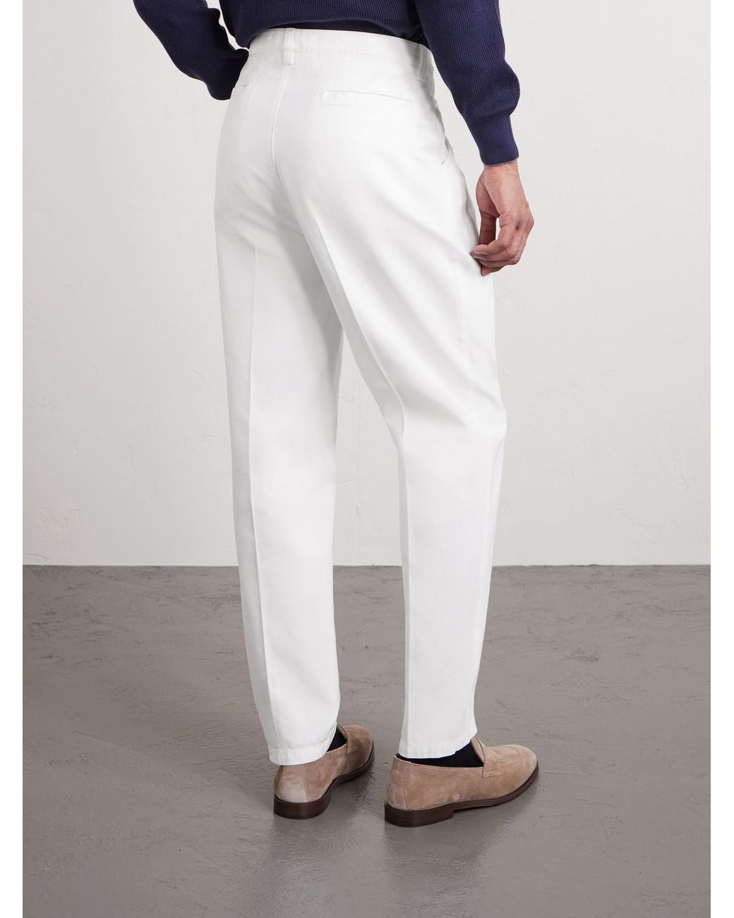 Brunello Cucinelli White Straight-Leg Cotton Chinos for men