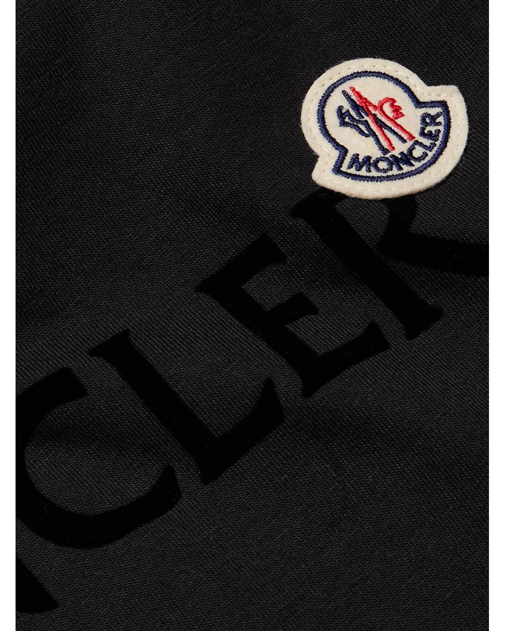 Moncler Black Logo-Flocked Cotton-Jersey T-Shirt for men