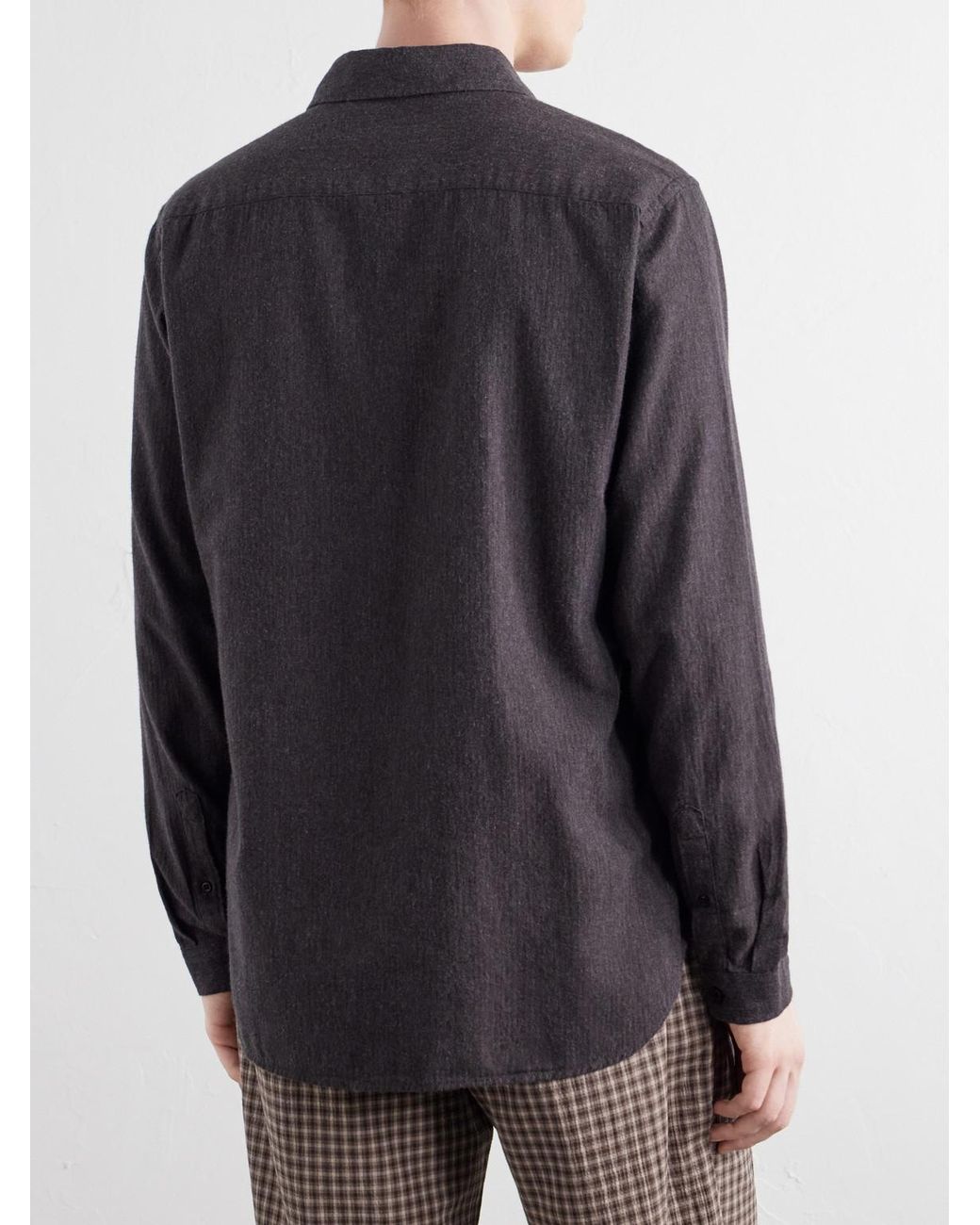 Oliver Spencer Gray Cotton-Flannel Shirt for men