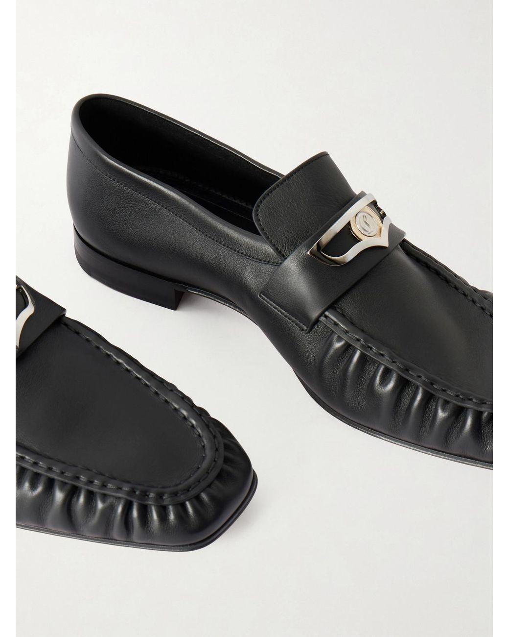Christian Louboutin Black Mocallista Embellished Leather Loafers for men