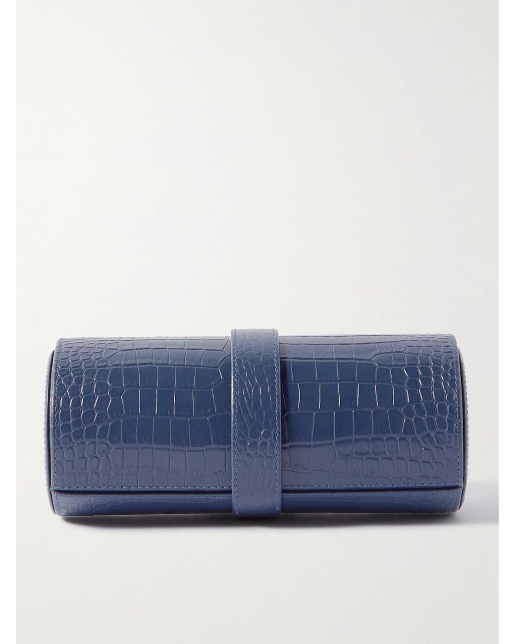 Rapport Blue Croc-Effect Leather Watch Roll for men