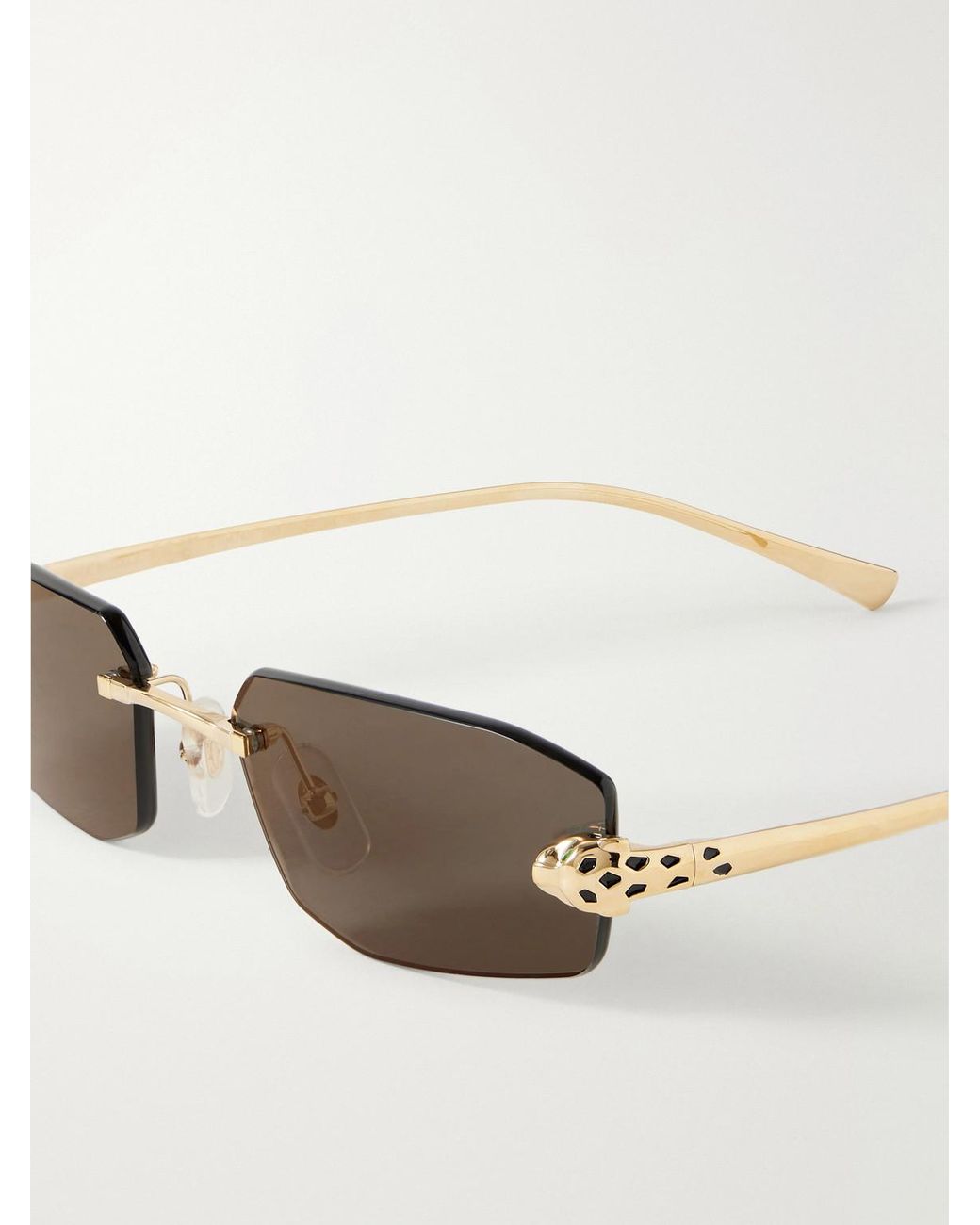 Cartier Metallic Panthère De Cartier Rimless Square-Frame-Tone Metal Sunglasses for men