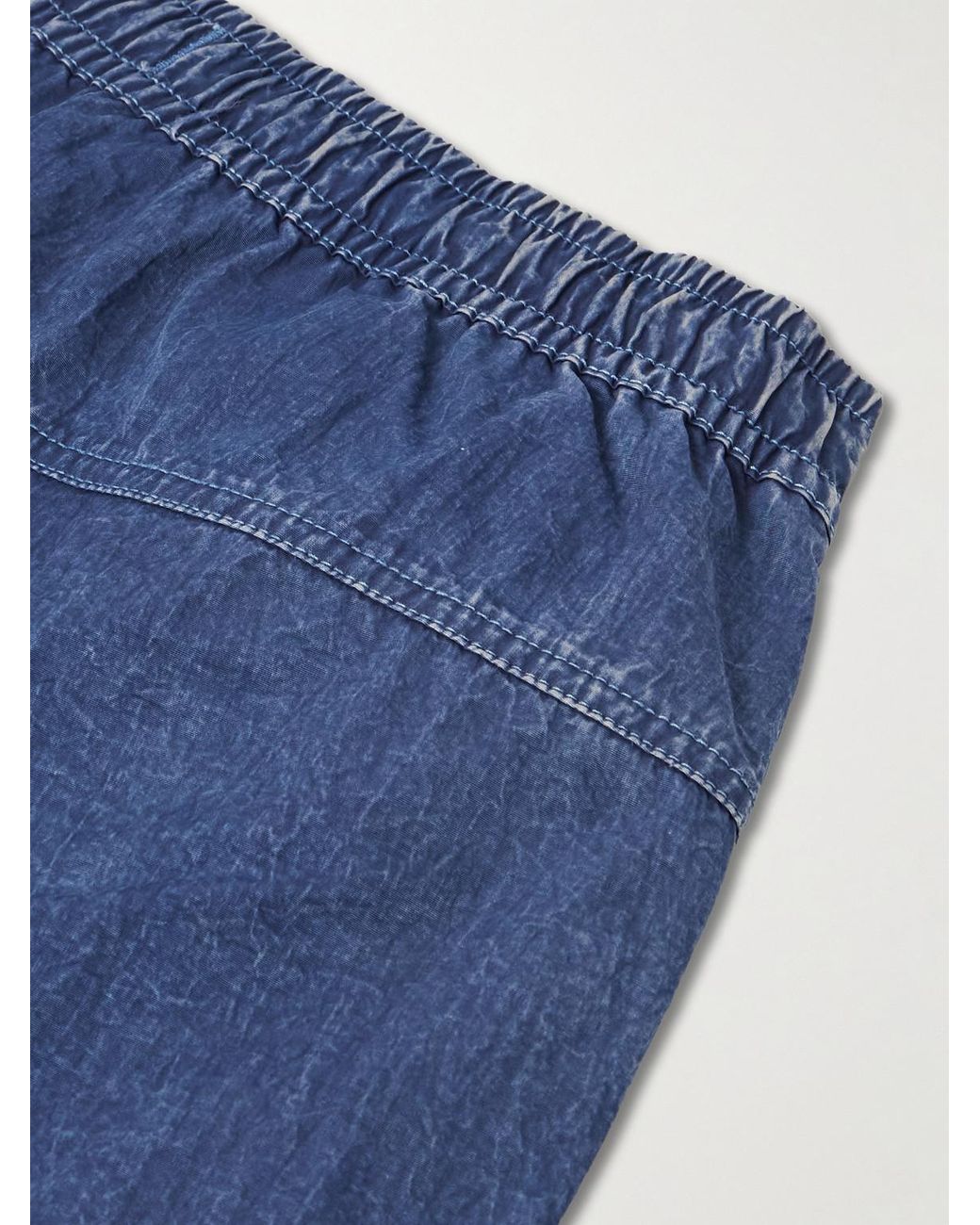 Stone Island Blue Denim Research Tapered Garment-Dyed Hollow Fiber Nylon-Tc Cargo Trousers for men