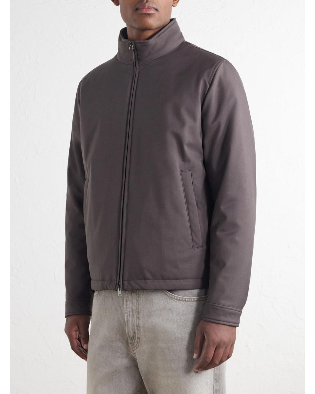 Herno Gray Padded Twill Bomber Jacket for men