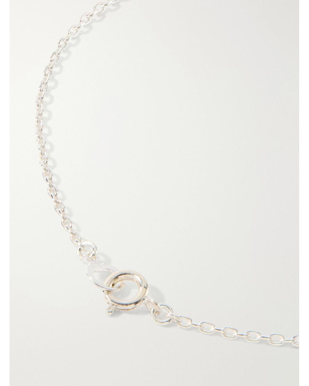 Mikia Rectangle Sterling Silver Malachite Necklace in White für Herren
