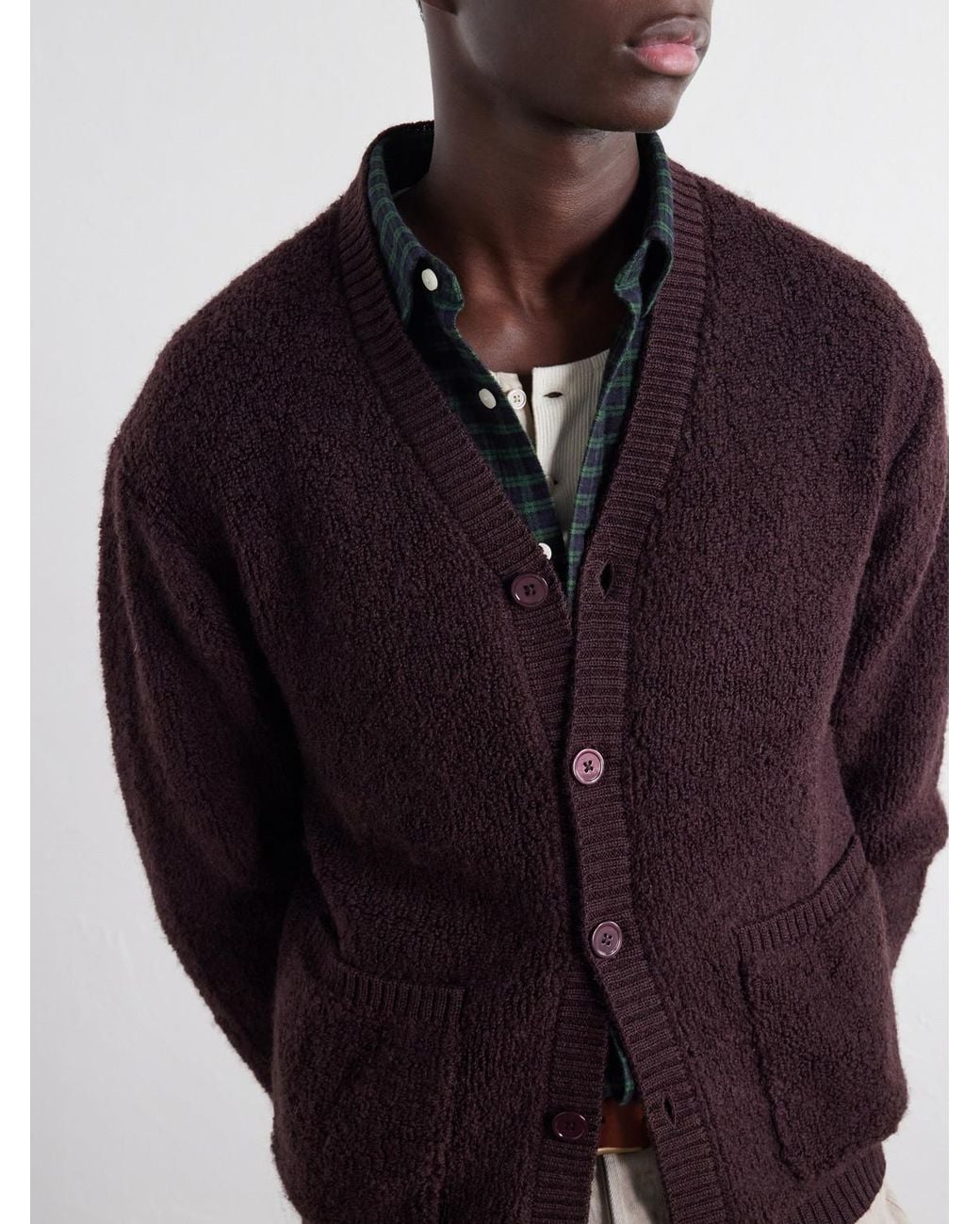 NN07 Brown 60064 Wool-Terry Fleece Cardigan for men