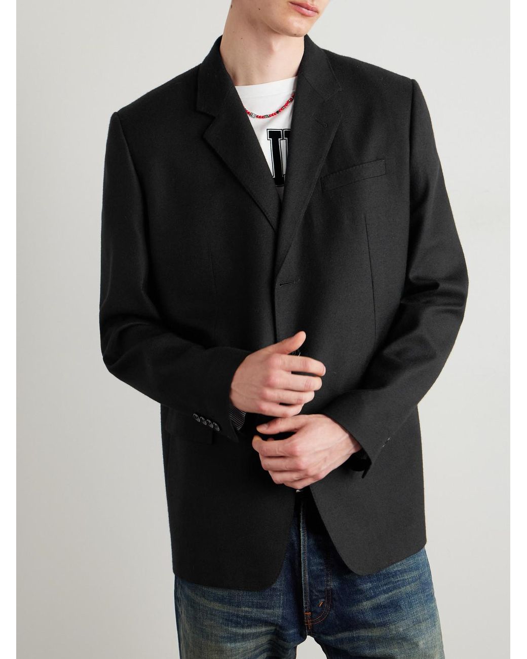 Cashmere-Twill Blazer di Céline in Black da Uomo