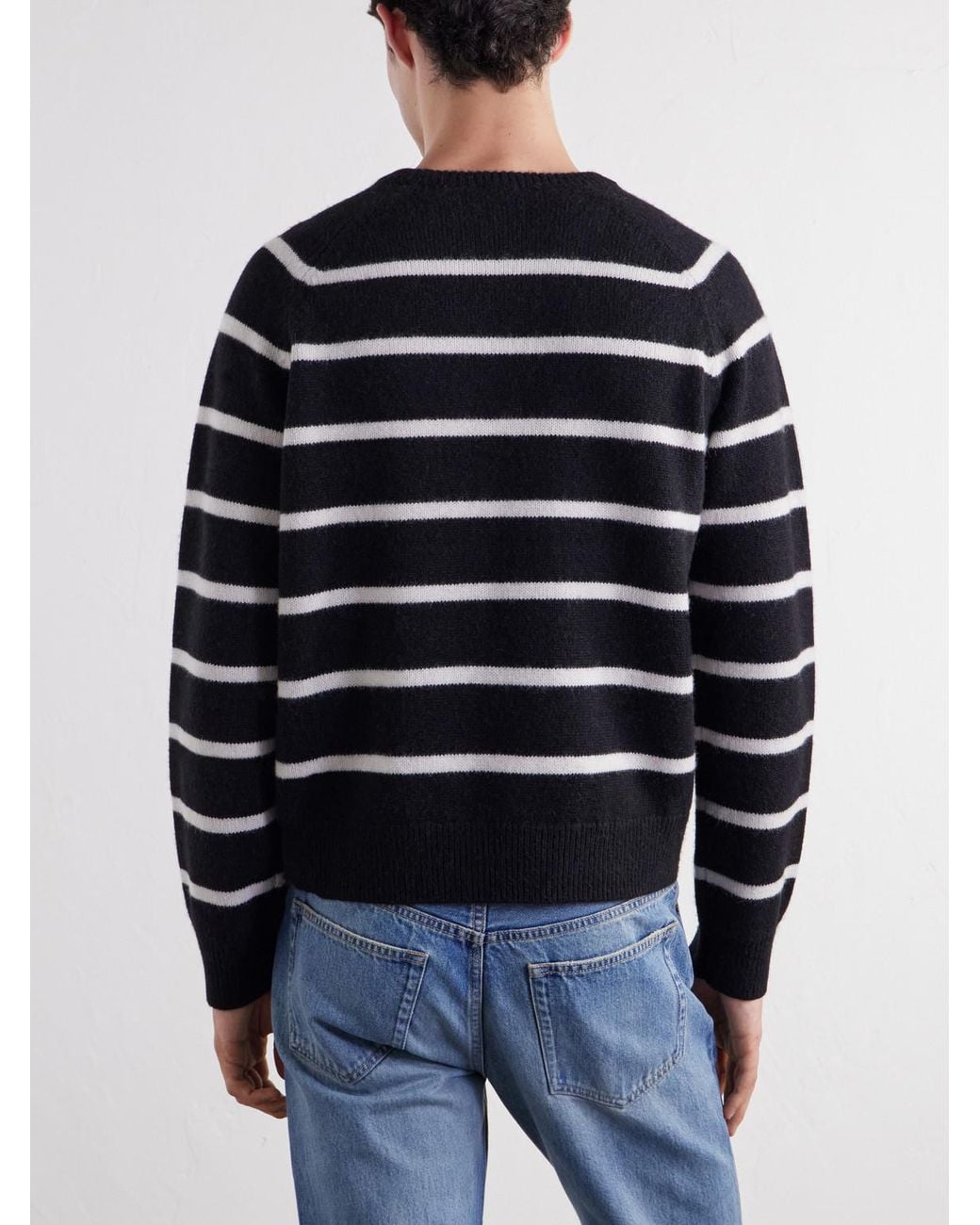 Totême Blue Striped Alpaca And Cashmere-Blend Sweater for men