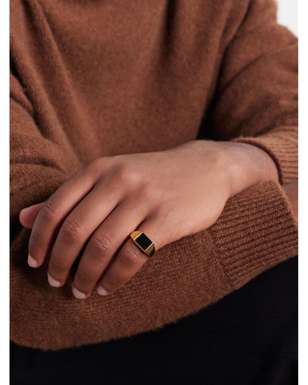 Mikia Natural Plated Sterling Onyx Ring for men