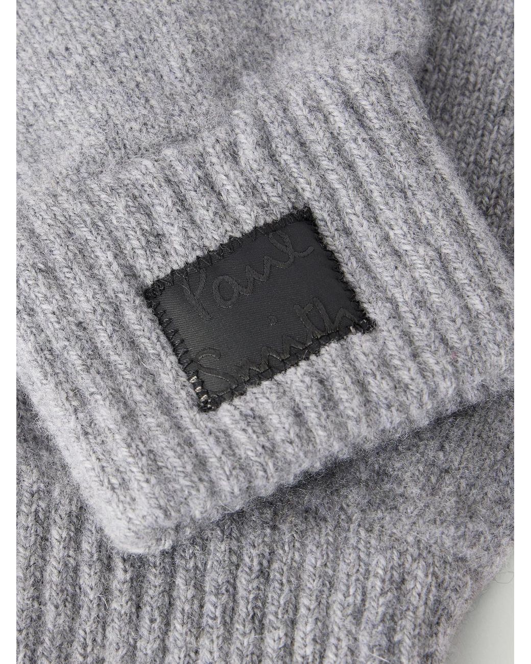 Paul Smith Gray Logo-Appliquéd Cashmere And Merino Wool-Blend Gloves for men