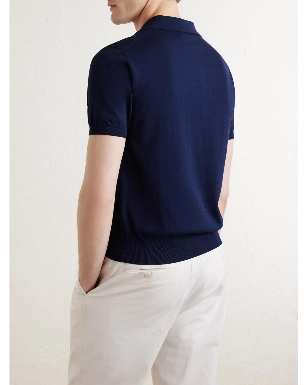 Canali Blue Cotton Polo Shirt for men