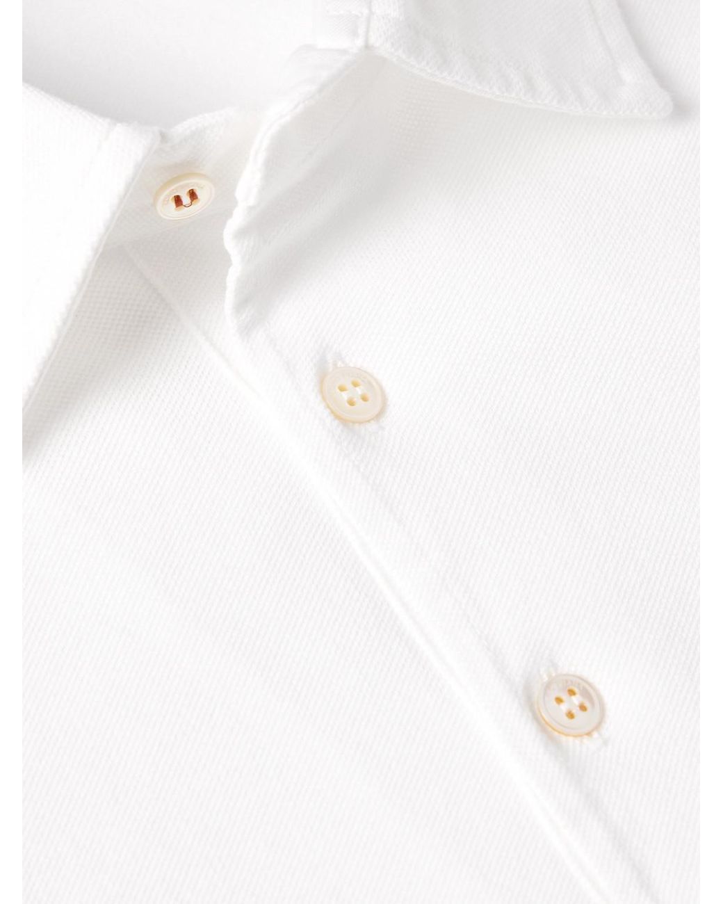 Loro Piana White Cotton-Piqué Polo Shirt for men