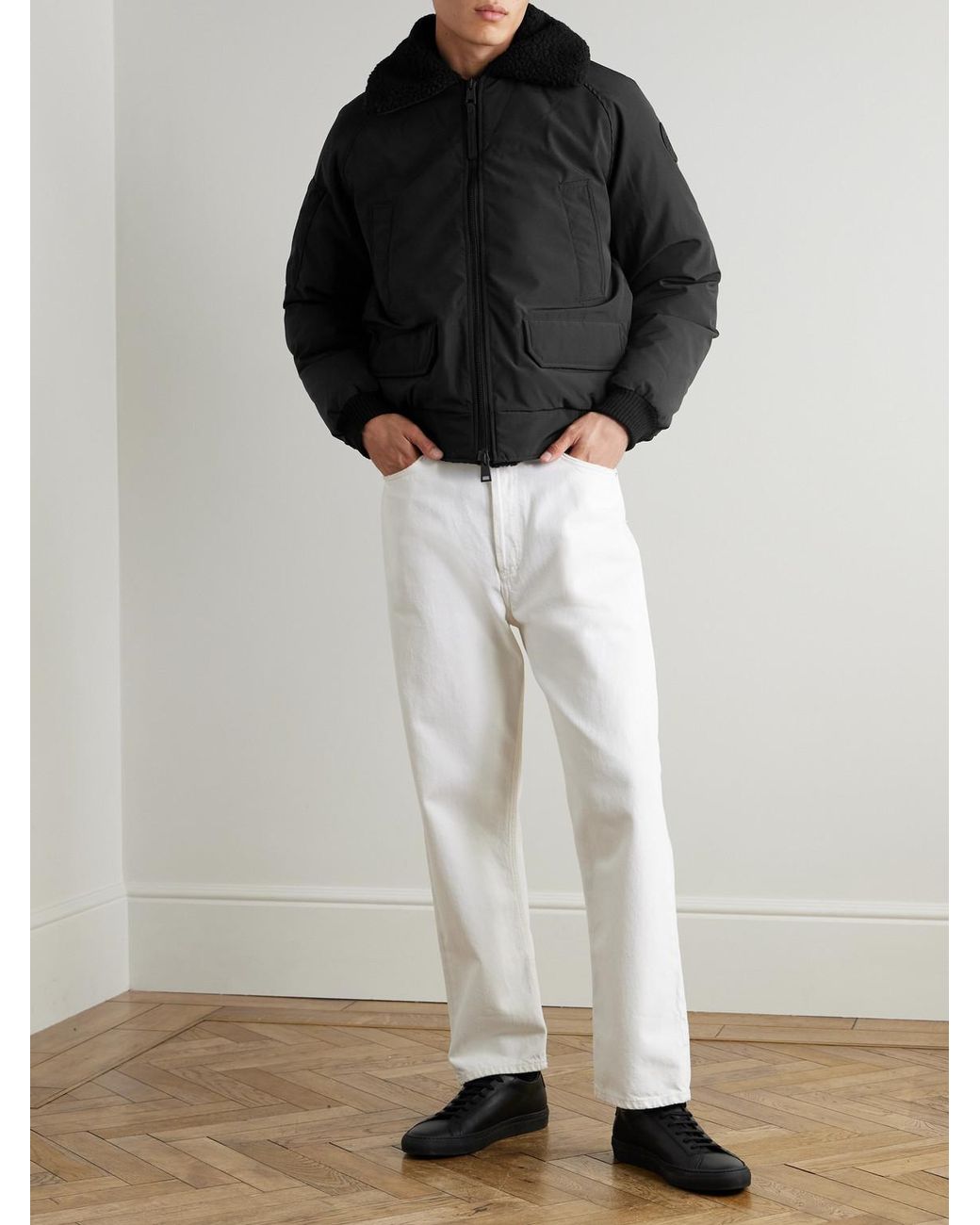 Canada Goose Black Chilliwack Recycled Wool-Blend Fleece And Shell Down Bomber Jacket for men