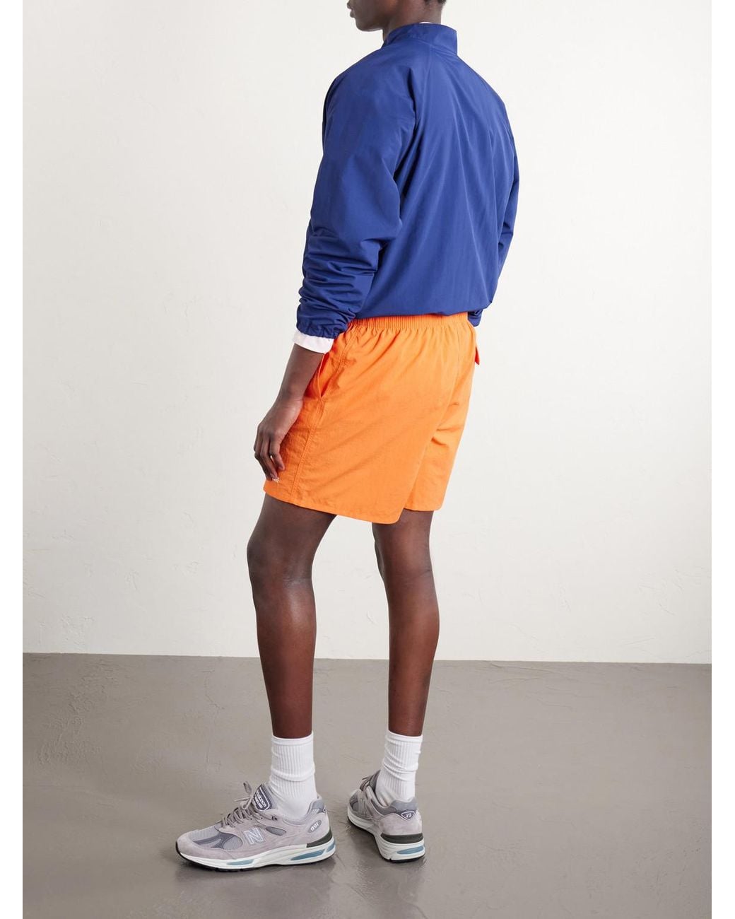 Aimé Leon Dore Orange Straight-Leg Logo-Embroidered Shell Drawstring Shorts for men