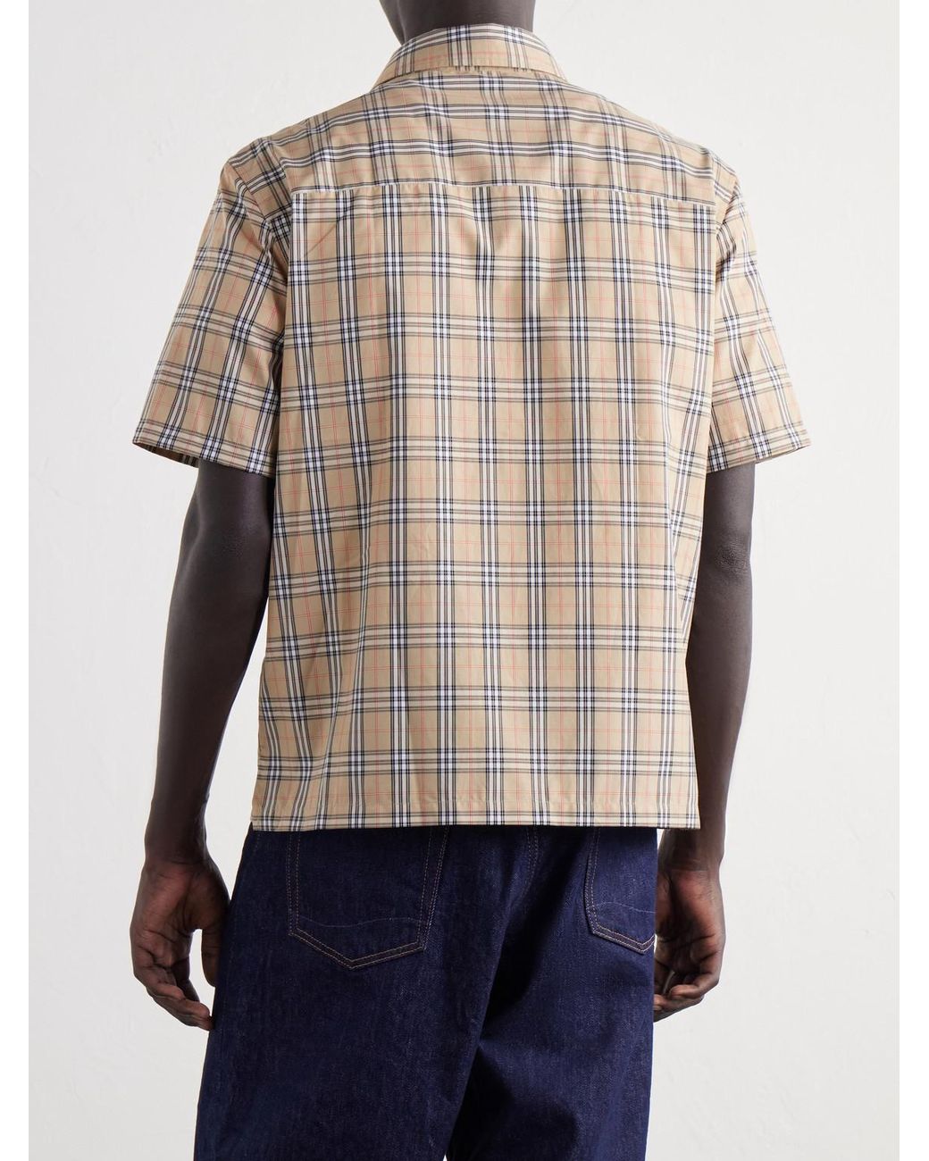 Burberry Natural Checked Cotton-Poplin Shirt for men