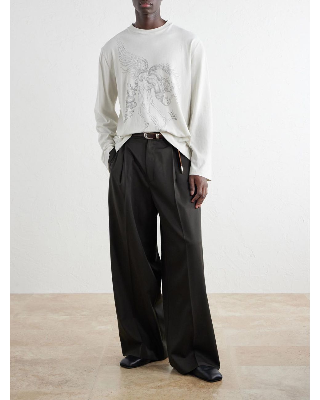 Our Legacy Natural Printed Cotton-Jersey T-Shirt for men