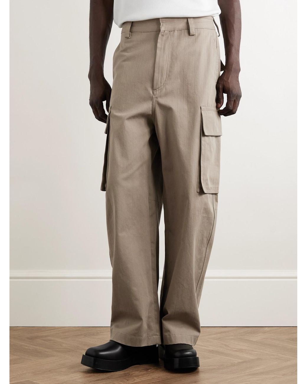 Bottega Veneta Natural Wide-leg Cotton-twill Cargo Trousers for men