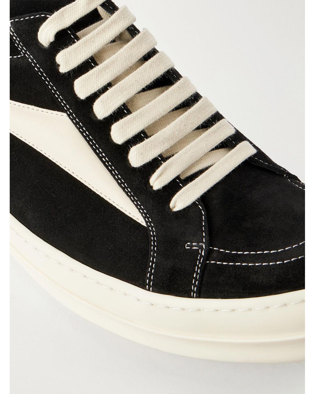 Rick Owens Black Vintage Full-grain Leather-trimmed Suede And Rubber Sneakers for men