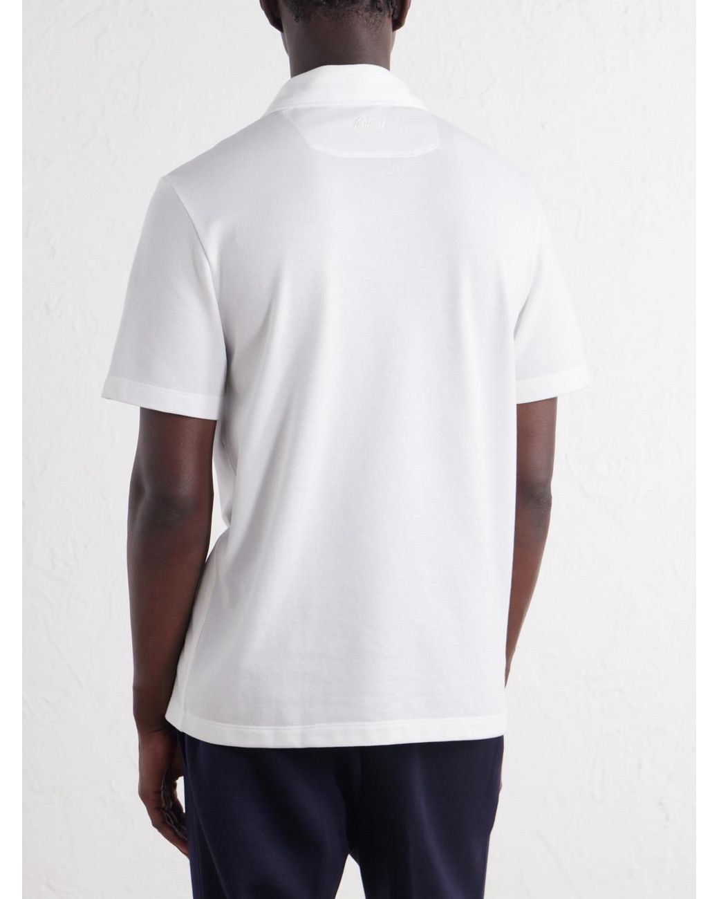 Brioni White Cotton-Piqué Polo Shirt for men