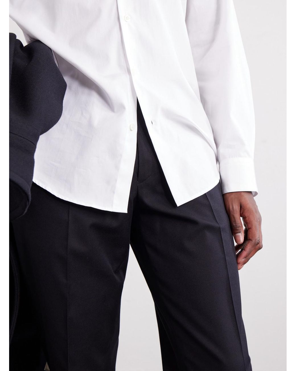 Dries Van Noten Blue Philip Straight-Leg Cotton And Wool-Blend Twill Trousers for men