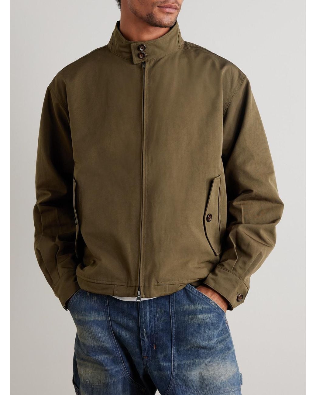 FRIZMWORKS Buddy Cropped Cotton-Blend Twill Harrington Jacket in Green für Herren