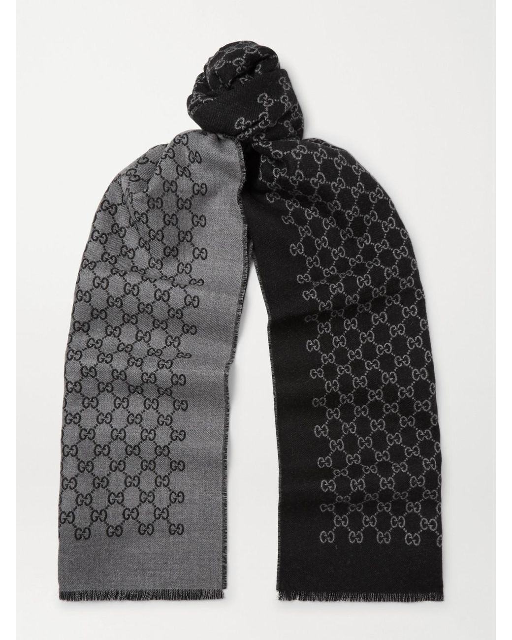 Gucci Black Reversible Logo-Print Wool Scarf for men