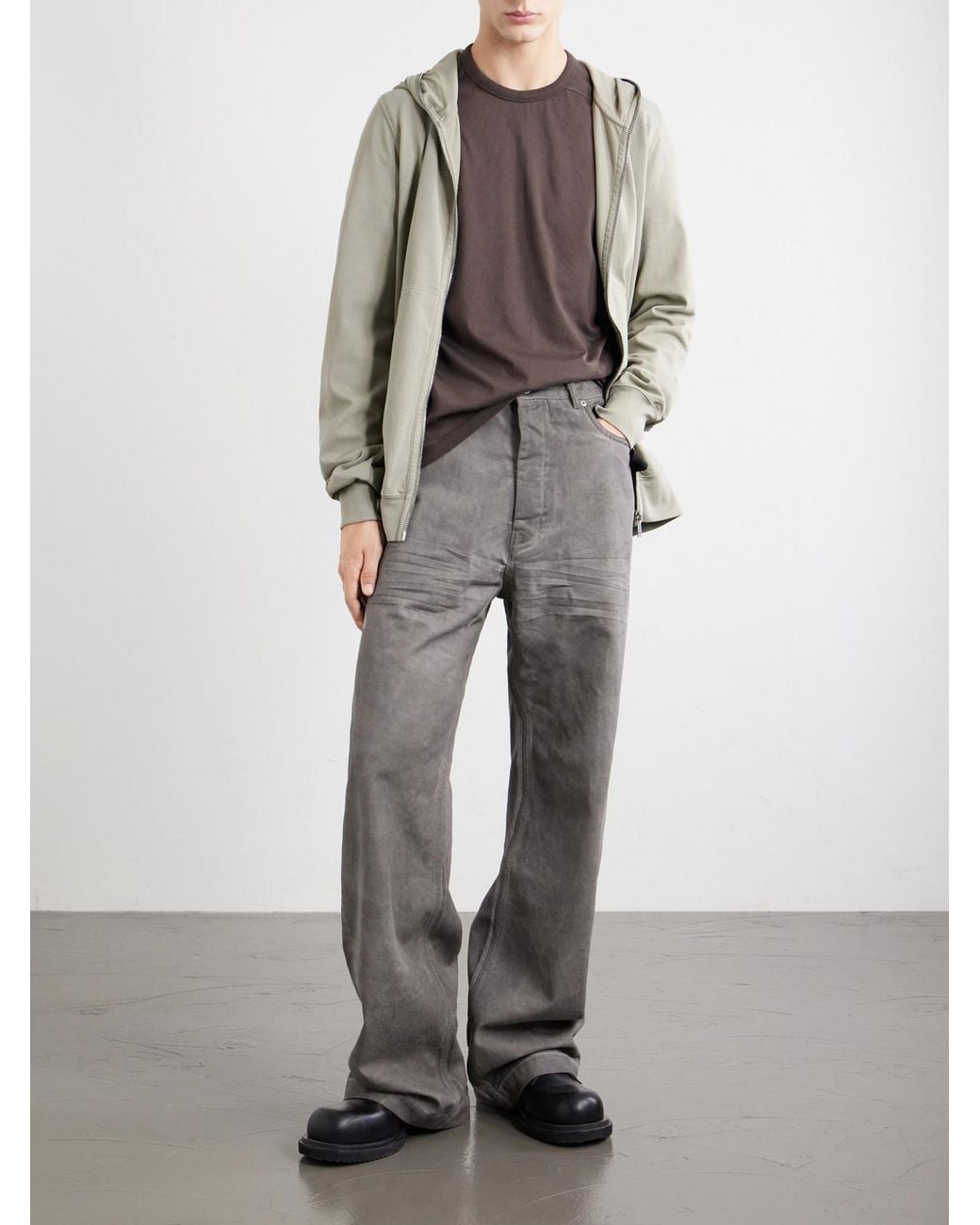 Rick Owens Brown Brad Cotton-Jersey T-Shirt for men