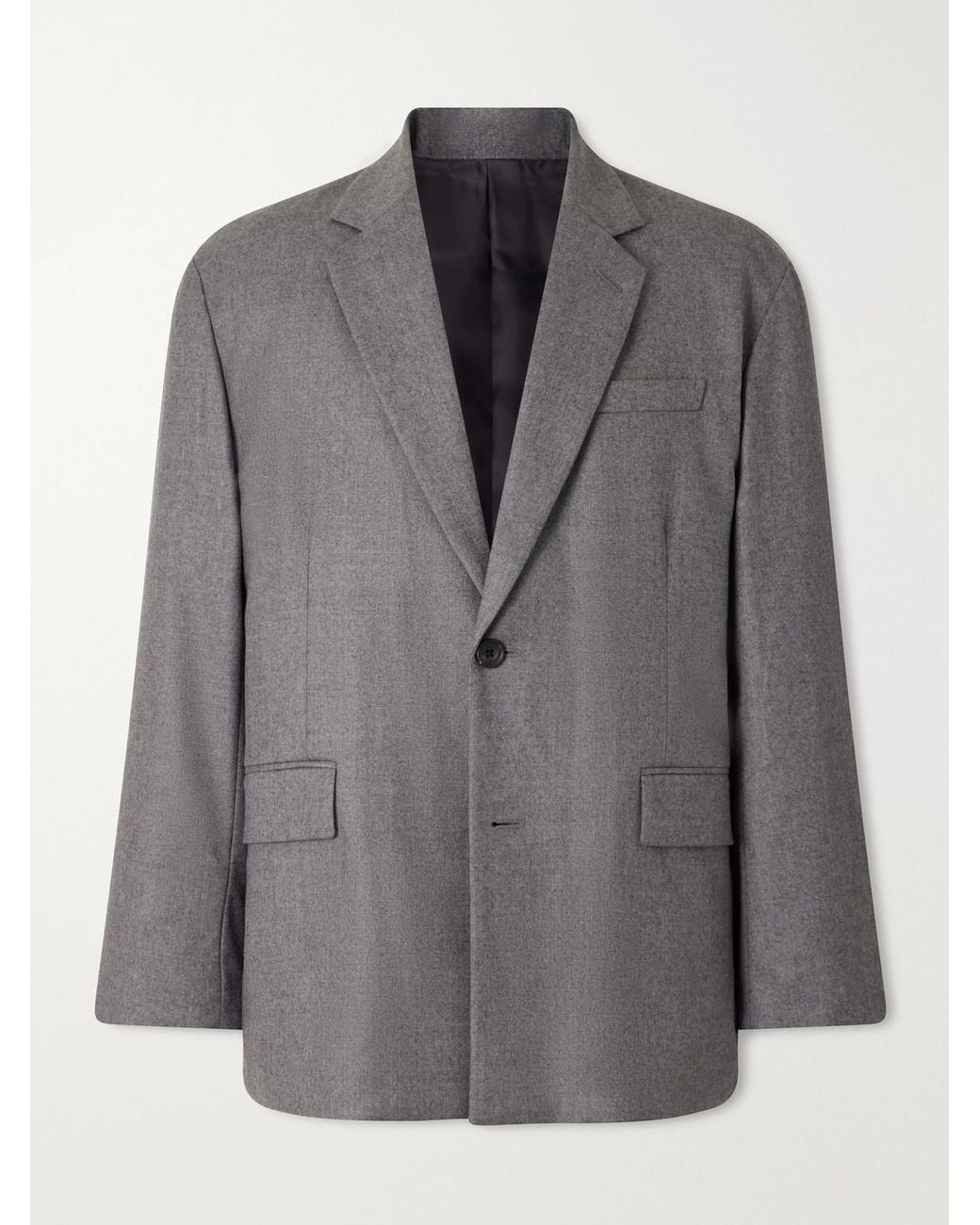 Ssstein Gray Oversized Wool-Blend Flannel Blazer for men