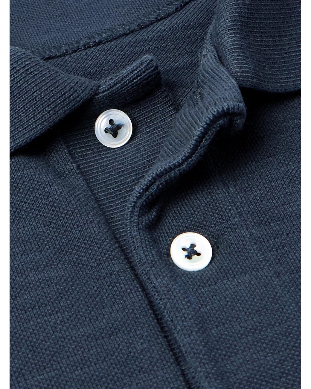 Drake's Blue Cotton-Piqué Polo Shirt for men