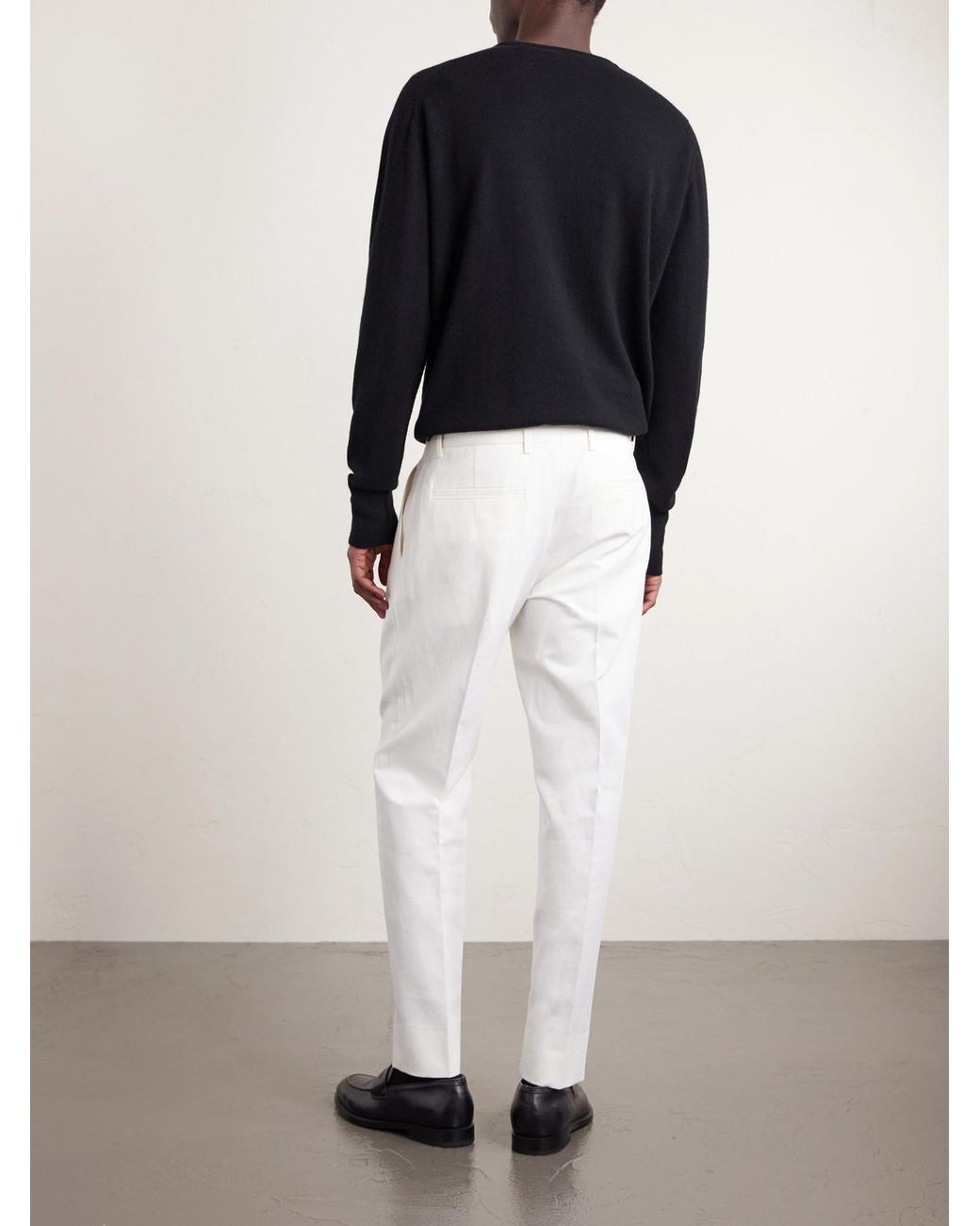 Zegna White Pleated Cotton And Linen-Blend Trousers for men