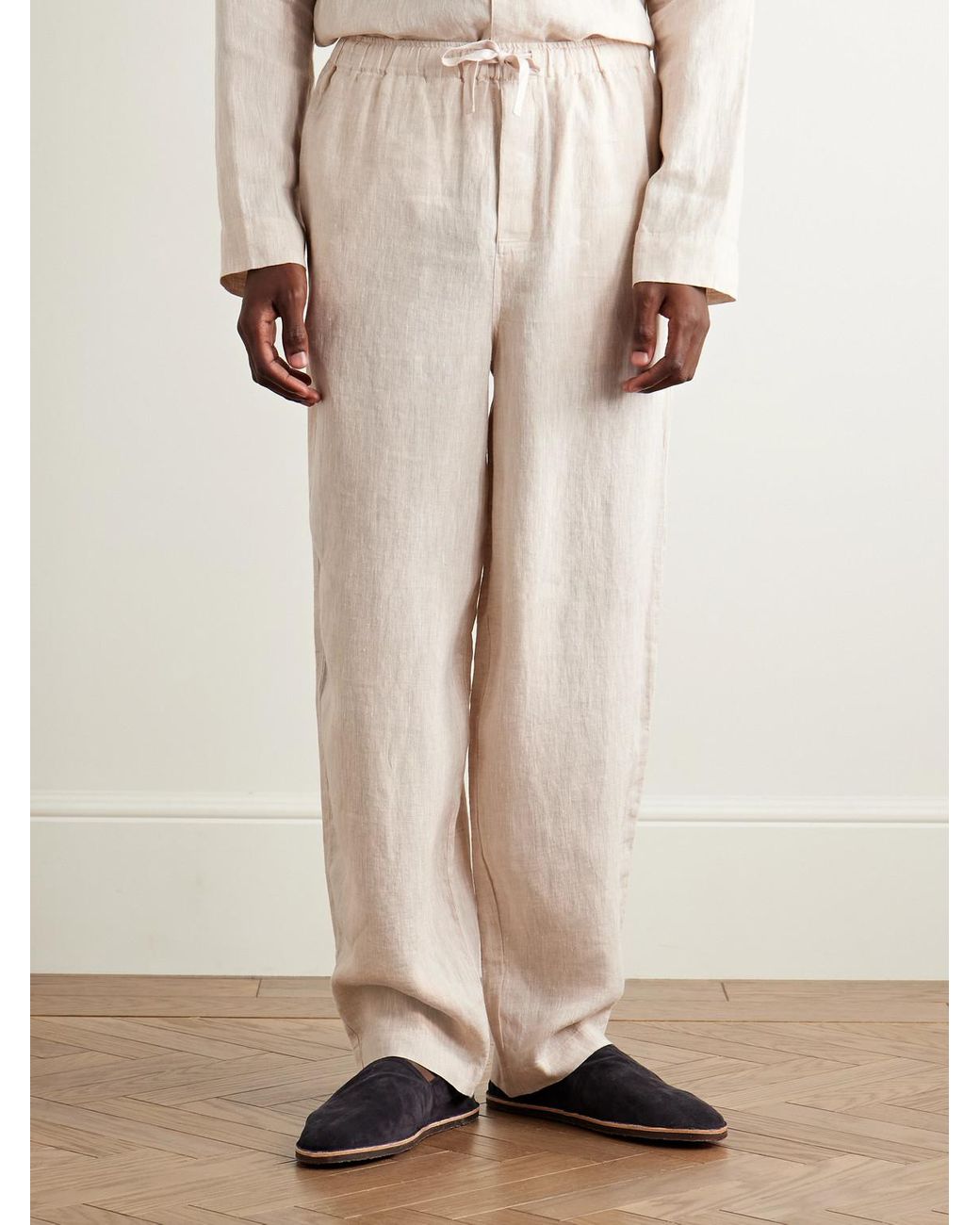 Derek Rose Natural Sicily 1 Linen Pyjama Set for men